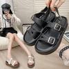 Fashion Summer Women Sandals Fashion Open-toe Buckle Strap Flat Bottom Casual Sandales Females Platform Middle Heel Ladies Sandalias