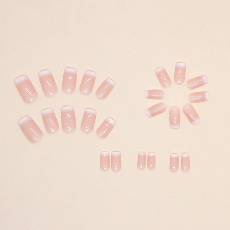 Sweet and gentle light powder gradual change European square type wearing armor simple pure ins wind fake nail finished product wholesale