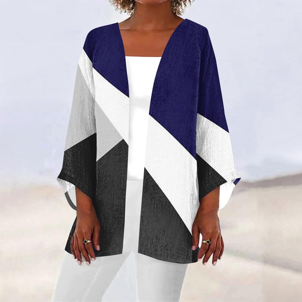 Women's Casual Fashion Caot Retro Printed Lightweight Medium Length Jacket Cardigan