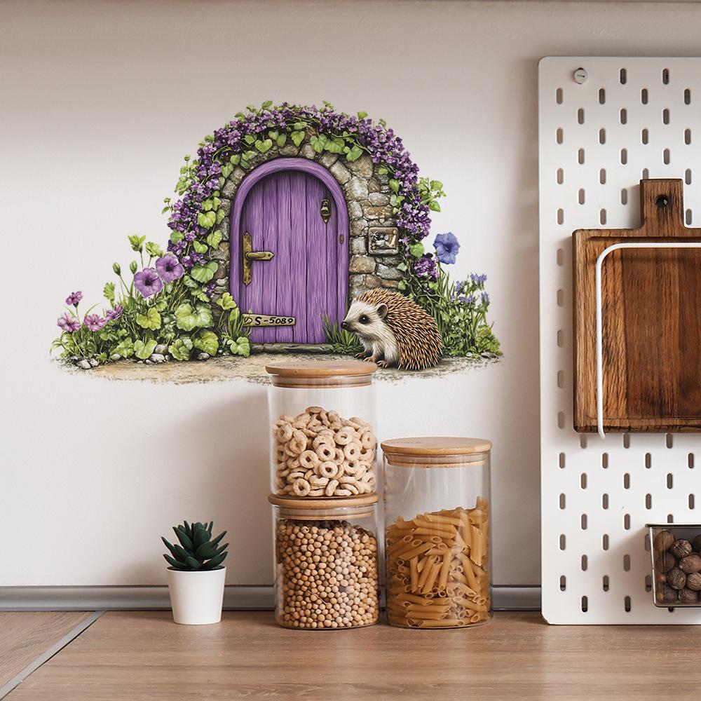 Мультфильм Ежик Фиолетовый Дом Спальня Гостиная Домашний Фон Украшения Украшения Наклейки На Стены