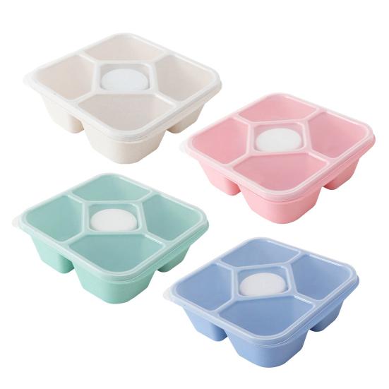 Большой контейнер для закусок с крышкой, поднос для сервировки с 5 отделениями, встроенные контейнеры для соусов, контейнер для хранения закусок без содержания бисфенола А, фруктов и орехов