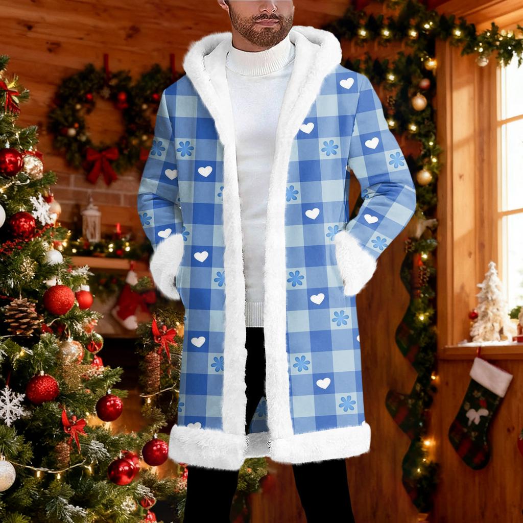 Мужской кардиган с капюшоном, длинное пальто для сохранения тепла