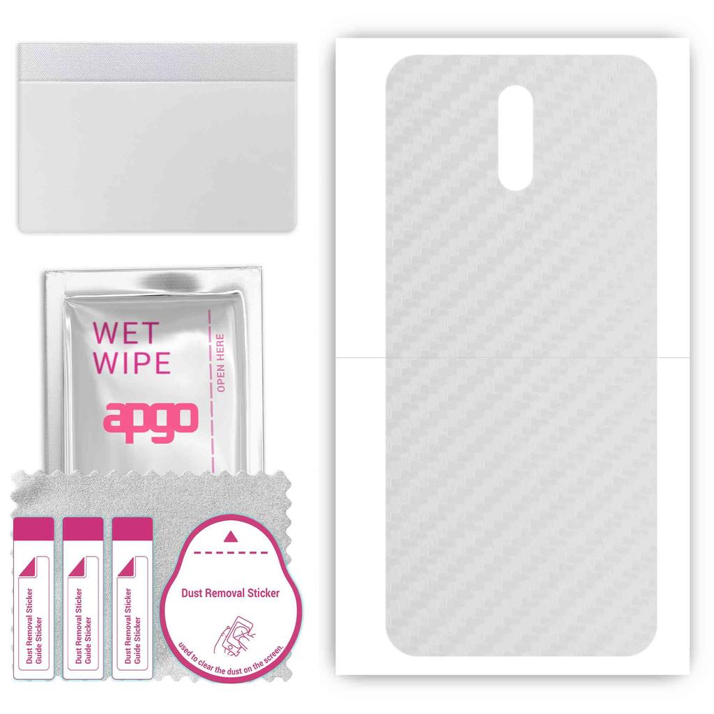 apgo Protective Skin Sticker for the Back Compatible with Nokia 2.3, Wrap Film, Foil, Vinyl - Pattern Transparent Carbon