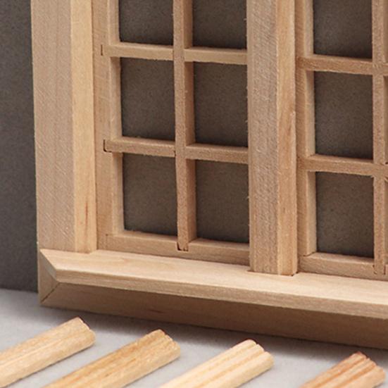 Decorative Solid Color Practical 16 Grids 1/12 Unfinished Wooden Miniature Furniture Model Window