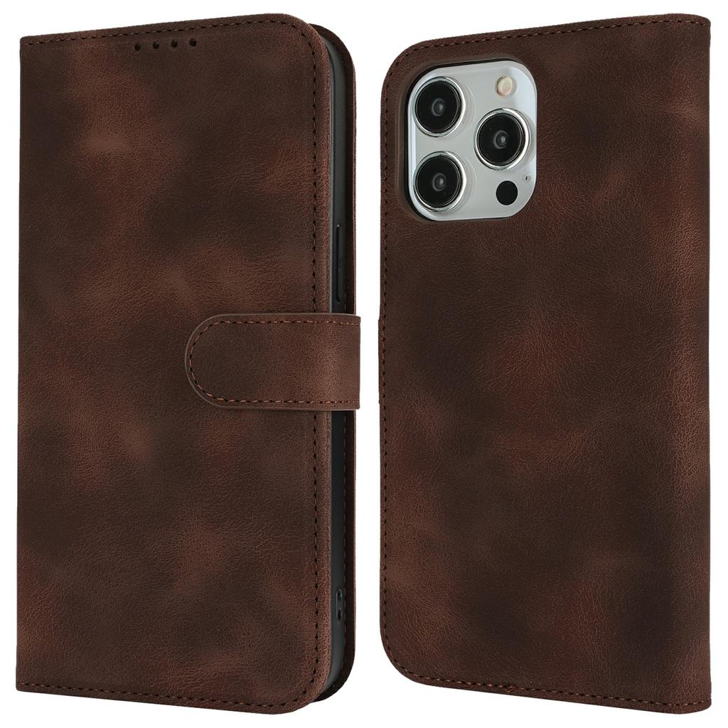 Для iPhone 14 Pro Чехол-кошелек Двойной сложенный край Кожа на ощупь ПУ кожа Флип-чехол для телефона