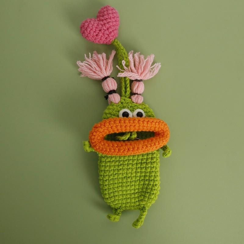 Funny Crochet Keychains Knitting Cute Sausage Mouth Doll Key Holder Knitted Storage Bag Keyrings For Car Keys Custom