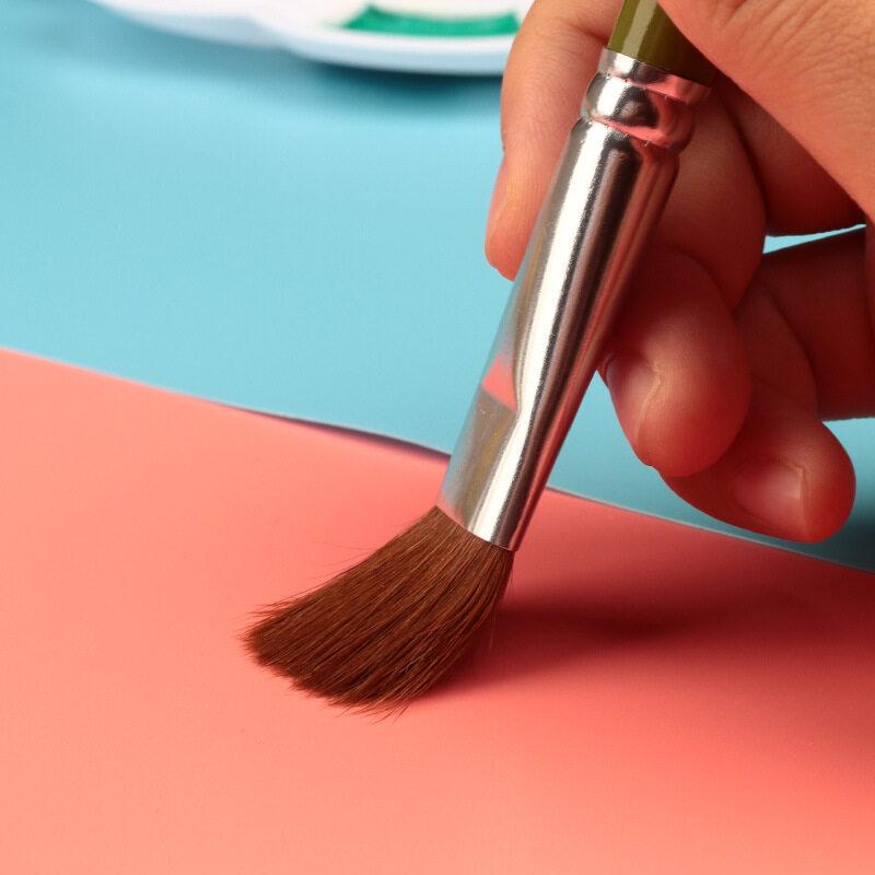 JOWOART набор из 6 предметов, короткая деревянная щетка Weasel Green, плоская головка, кисть для рисования гуашью, акриловая кисть, ручка для рисования, школьные принадлежности для обучения, искусство