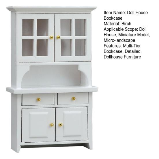 Миниатюрный книжный шкаф для кукольного домика, имитация книжного шкафа с ящиками, многоярусный мини-деревянный книжный шкаф для масштаба 0,05