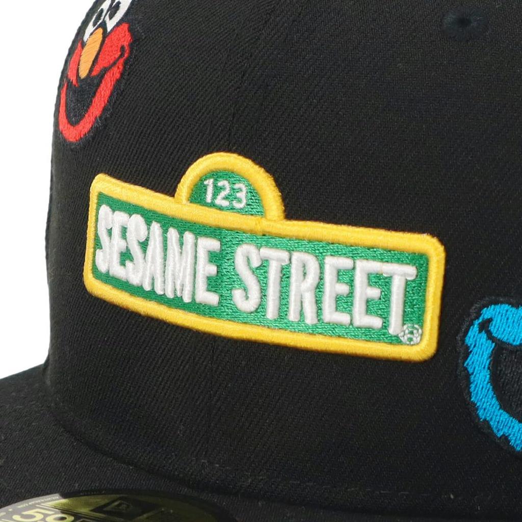 New Era 59FIFTY Sesame Street Collaboration 7 5950 SESAME ALLOVER BLK Cap, Black, 1/2 Inch,