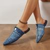 Women’s Pointed-Toe Denim Closed-Toe Slip-On Sandals, Summer Casual Wear, Wide Size