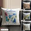 Greek Santorini Cushion Cover Linen Organic Fabric DoubleSided Printing Sofa Breathable Home Decor Gift Pillow Case