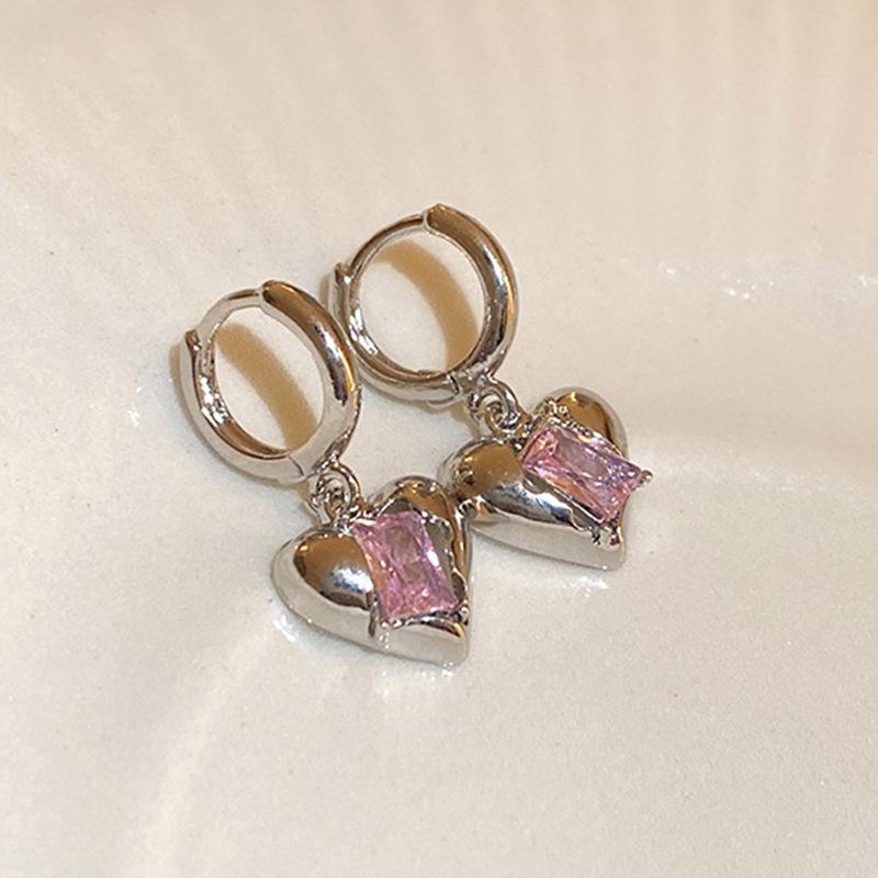Серьги с кисточками из розового циркона в форме сердца и звезды, модные темпераментные женские серьги Y2K с бантом, индивидуальное очарование, вечерние ювелирные изделия, подарок