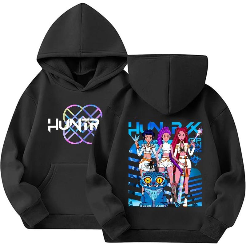 Girls Top Kpop Hunters Witch Hunt Pattern Children's Girls Hooded Hoodie