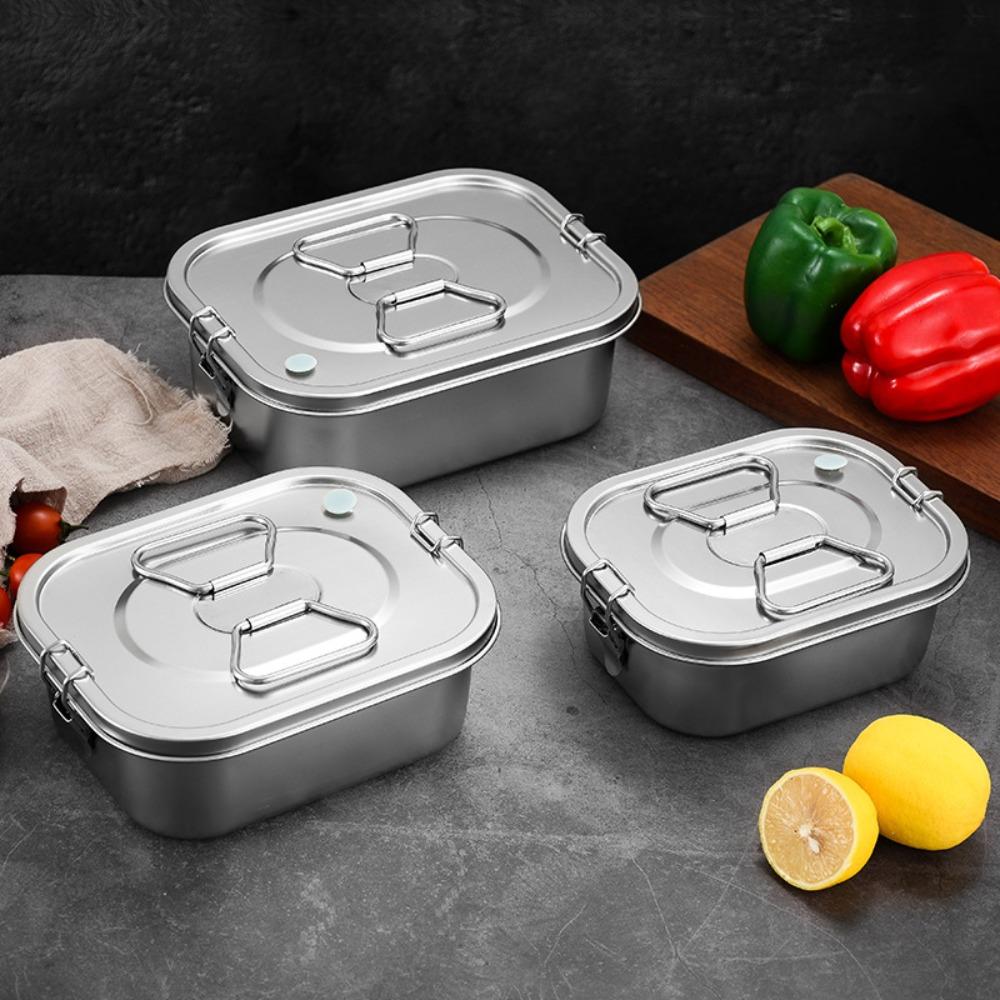 304 Stainless Steel Picnic Box Compartmental Food Storage Box Camping Lunch Box Worker