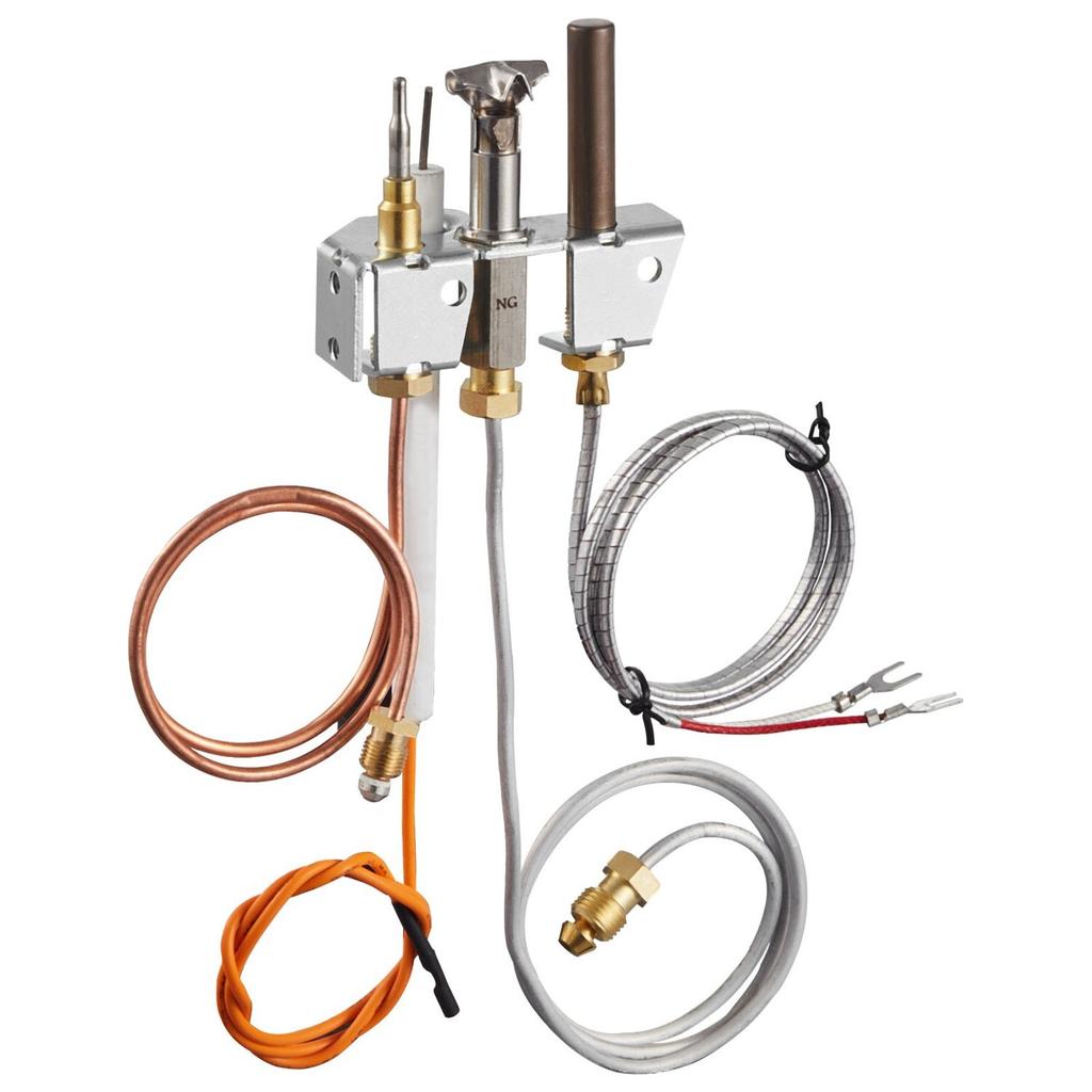 Gas Pilot Assembly, OE 4021-732, 25660 Fireplace Gas Pilot Assembly, Natural Gas Ignition Replacement with Pilot Tube, Thermocouple, Thermopile,
