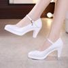 Thick-heeled Leather Work Shoes Women High Heels Pumps Shoes