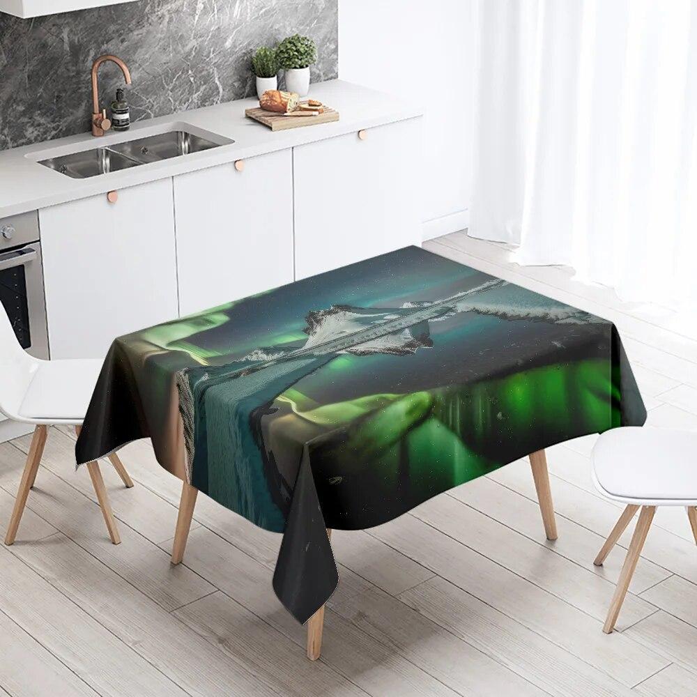 Milky Way Starry Sky Tablecloth  Aurora Scene  Party Restaurant Decoration Antifouling Waterproof Table