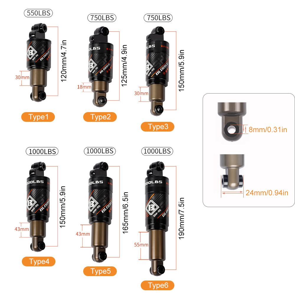 Bicycle Oil Spring Shock Absorber Mountain Bike Rear Shock Absorber Aluminium Alloy MTB Rear