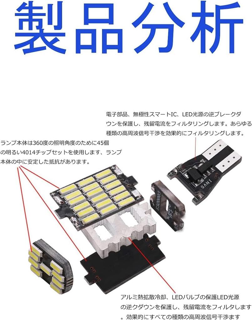 T16 LED Back Lamp, Explosive Light, 1200 Lumens, Built-in Canceller, LED Light, Canbus Back