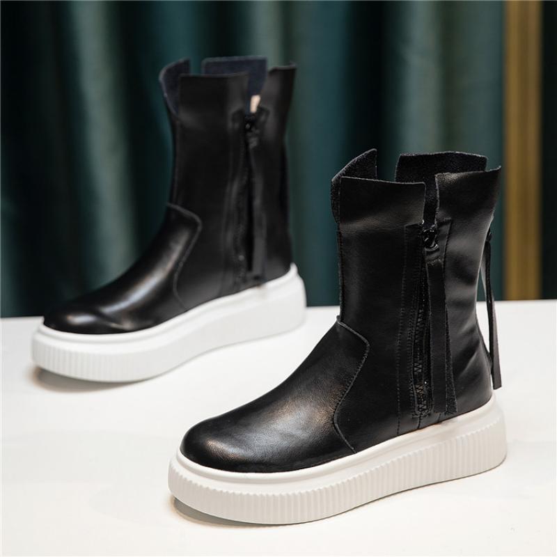 Модные женские ботинки из воловьей кожи с полыми отверстиями, лето 2024 г., новые туфли Matsuke на толстой подошве, женские модные ботинки на платформе с кисточками