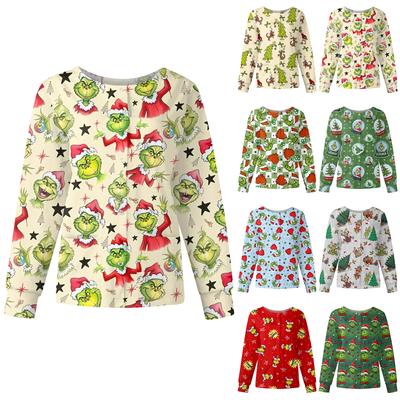 Женская повседневная модная куртка с длинным рукавом, воротником-стойкой, на одной пуговице, с рождественским принтом, рабочая куртка, топы