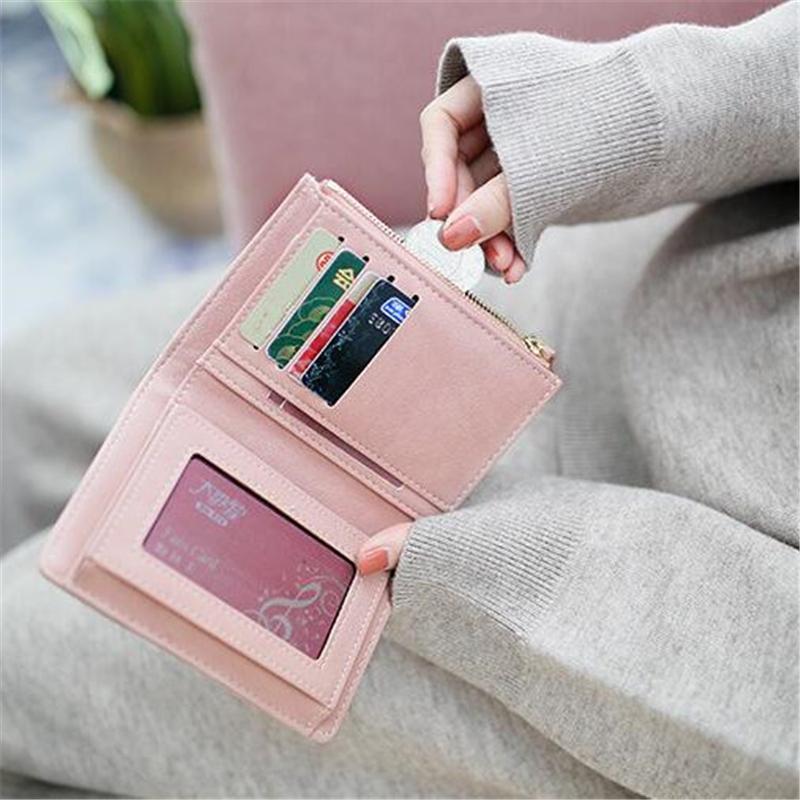 Корейский модный женский короткий кошелек из искусственной кожи, многофункциональный кошелек для монет, держатель для карт