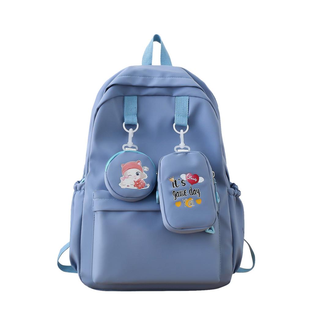 Girl Oxford Print Backpack Breathable Laptop Compartment School Students Use