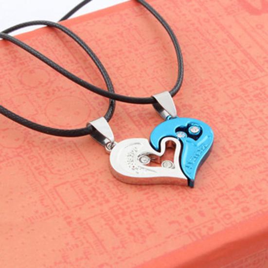 2 шт./компл., ожерелье для пары с кулоном «Я люблю тебя», инкрустированное стразами, в форме сердца