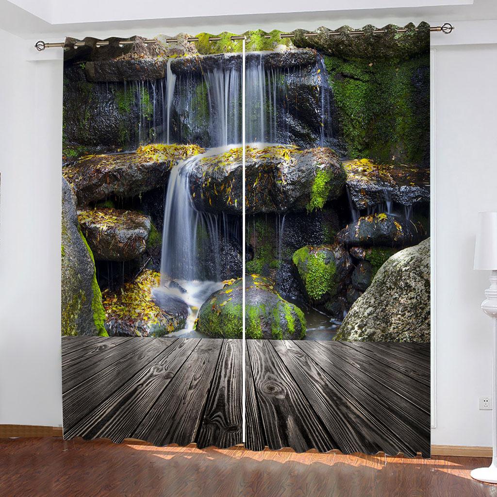 2PC Ocean Beach 3D Шторы Красивый Пейзаж Приятный Стиль Применимый Спальня Балкон Гостиная Кухня Окно Декор