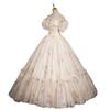Fairy evening dress 1011 new high-end colored yarn one-word shoulder bar mitzvah birthday banquet temperament host