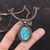 Copper Blue Turquoise Necklace Copper Wire Wrapped Necklace Gemstone Jewelry Handmade Adjustable Necklace Dainty Copper Jewelry Gift For Mom
