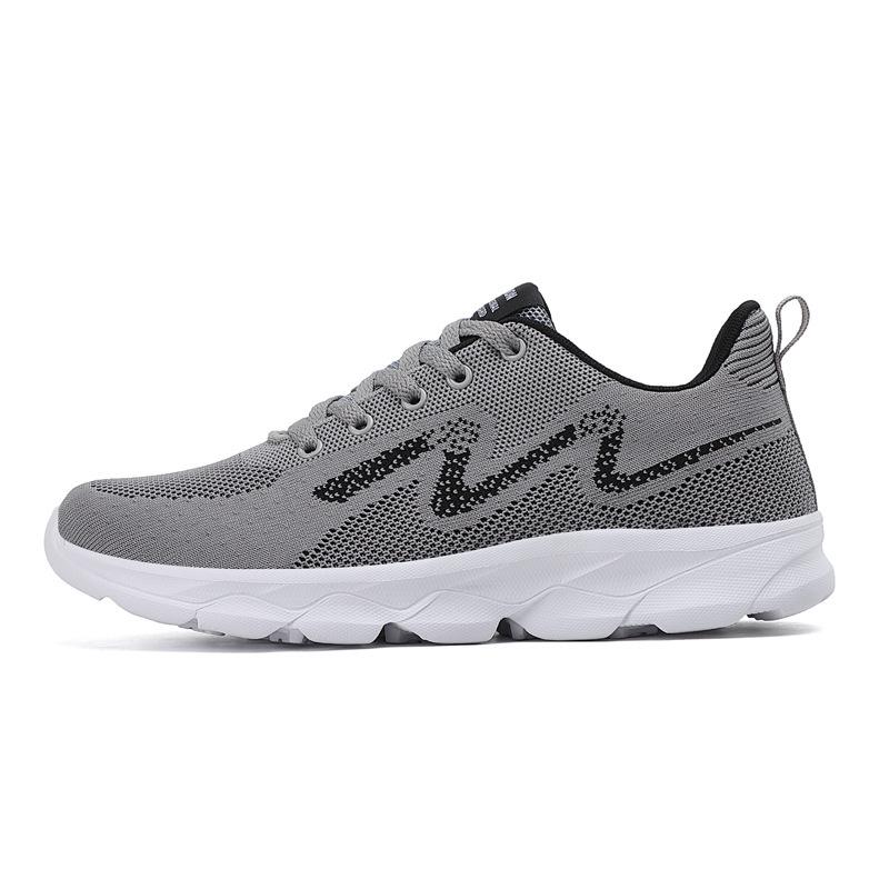 New Men's Shoes Low-top Sports Fly-woven Four-season Large-size Solid-color Sports Shoes Running Breathable and Casual