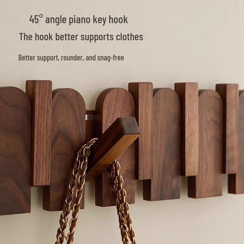 Xuanyong Black Walnut Piano Key Wall Coat Rack