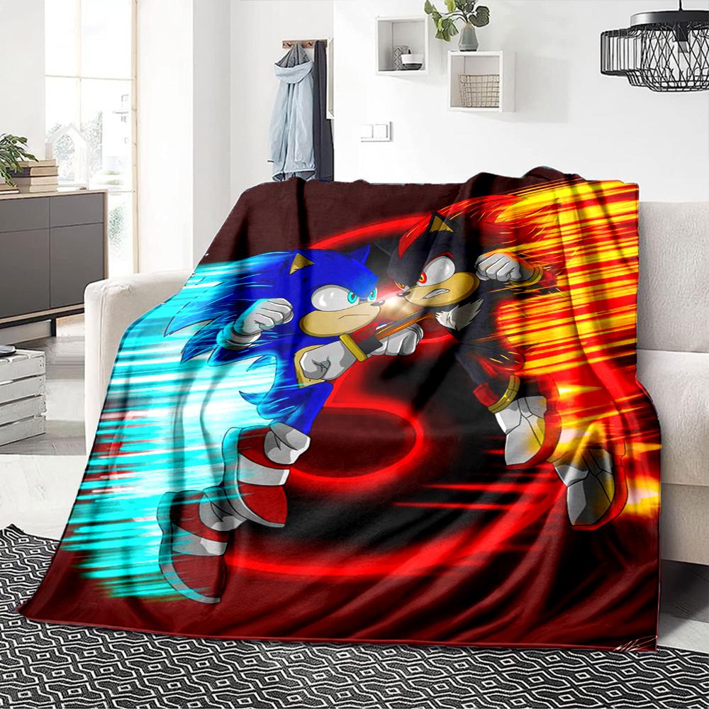 1Pc Sonic Vs Shadow Battle Blanket For Couch Bed Plush Cozy Fuzzy Blanket Super Soft Warm Blankets For Fall And Winter 0918238