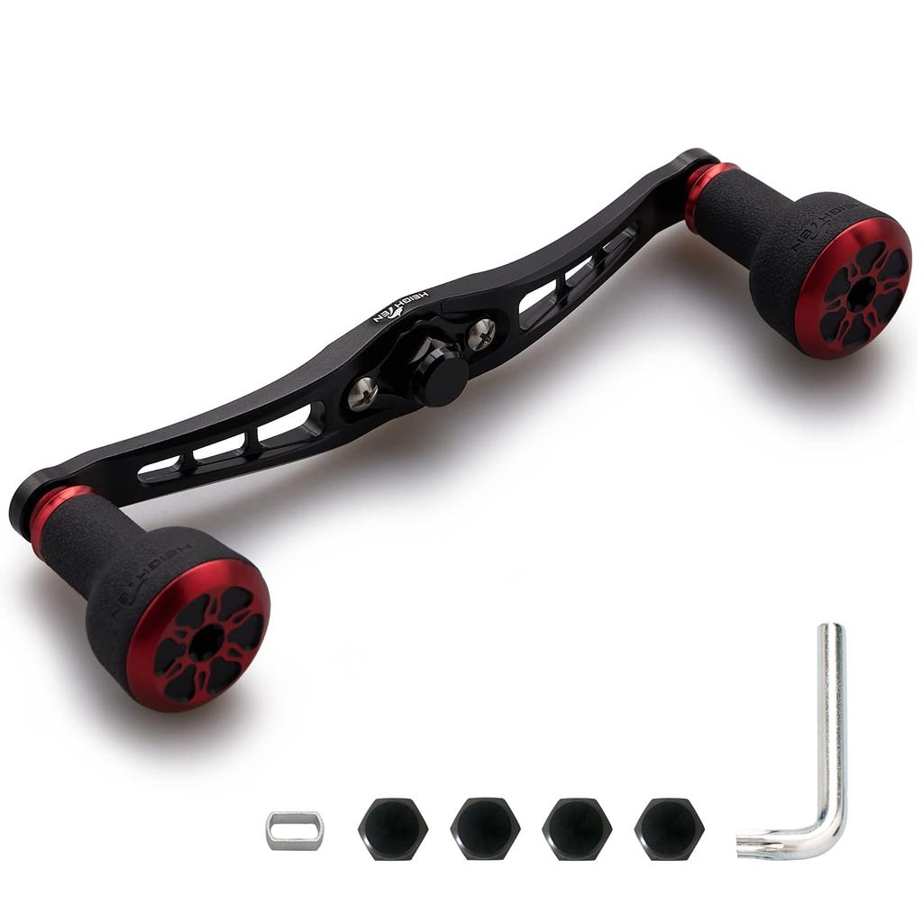 HEIGHTEN Bait Reel Handle 24mm TPE Knob Shimano Daiwa Abu Garcia Universal Bait Reel TPE Series Red 120/92mm (120mm-Black & (Cap)) (470)