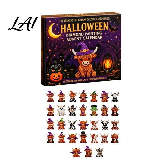 Halloween Advent Calendar 31 Days of Gnome Rhinestone Painting Calendar DIY Decoration Crafts Kit Handmade Art Ornaments with Bead Tools for Holiday