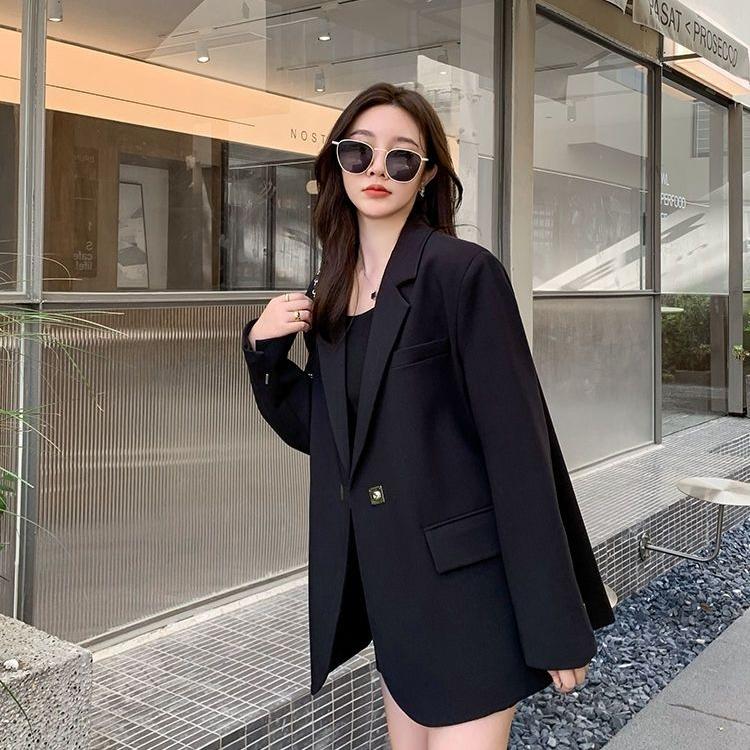 Костюм с разрезом на спине, черный пиджак и куртка для женщин с весенне-осенним дизайнерским темпераментом