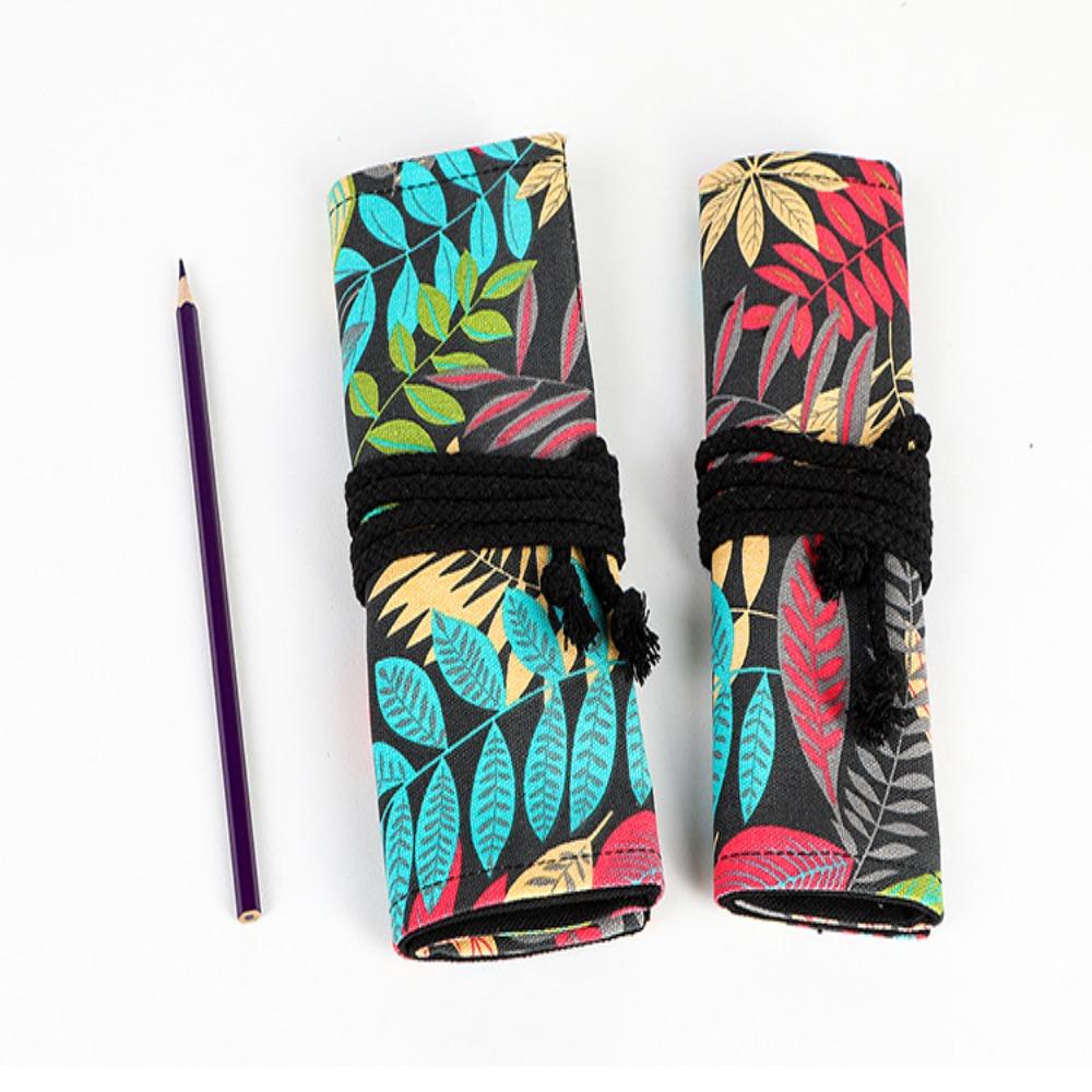 Colorful Cloth Roll Up Pen Curtain Canvas Pencil Bag New Pencil Case  Student School Supplies