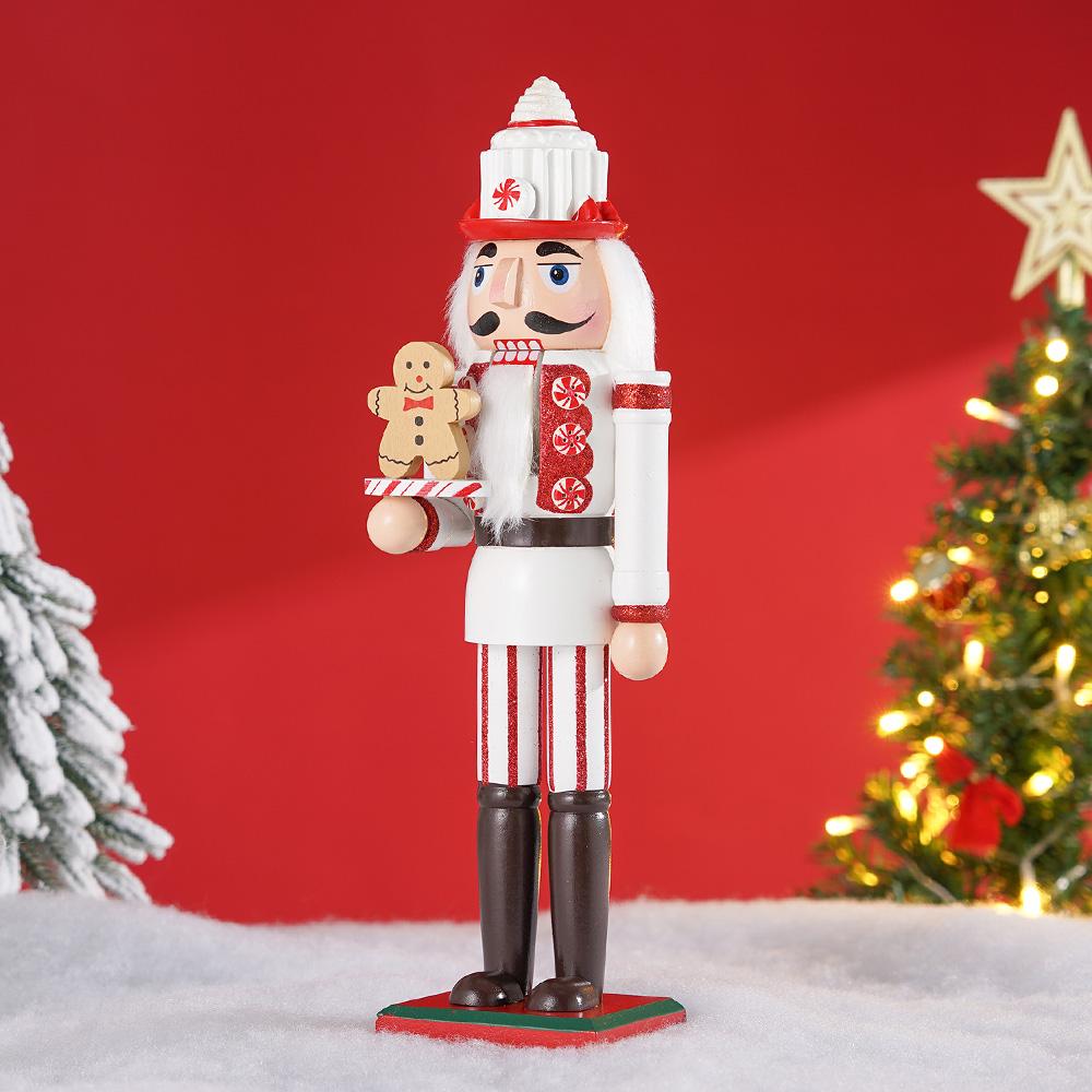 36СМ Рождественский Щелкунчик Серия Шеф-повар Деревянный Щелкунчик Украшение Пряничный Человек Солдат Ручная работа Кукла Домашнее Настольное Украшение