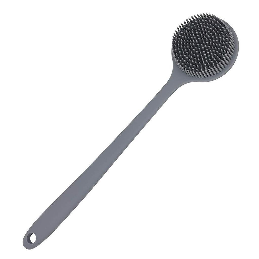 Back Scrubber for Shower Soft Silicone Bath Body Brush with Long Handle, BPA-Free, Hypoallergenic (Black)