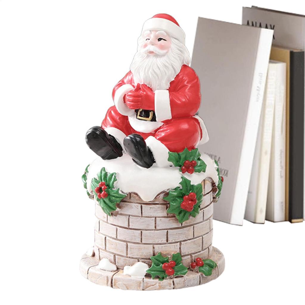 Смоляные статуэтки Санта-Клауса ornaments Санта-Клаус Сидящий на трубе Центральный элемент стола Рождественская атмосфера decorations