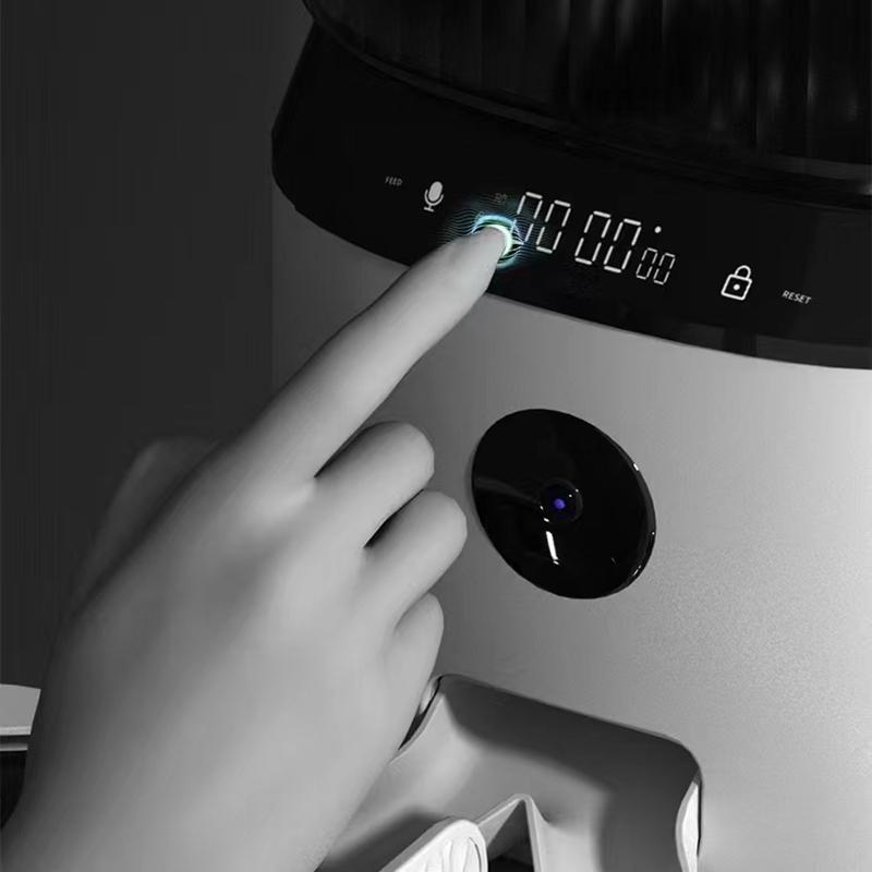 Tuya Автоматическая кормушка для домашних животных 5 л Большая емкость из нержавеющей стали Двойная чаша Интеллектуальная сенсорная панель Управление с помощью приложения Камера Кормушка для домашних животных