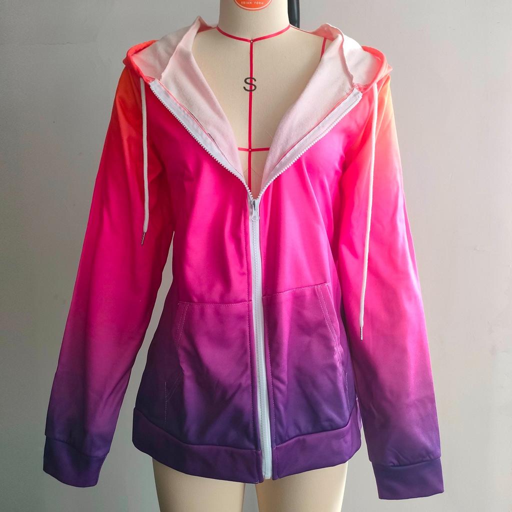 Женская модная повседневная толстовка с принтом и длинным рукавом с карманом, кардиган, куртка, пальто с капюшоном на молнии