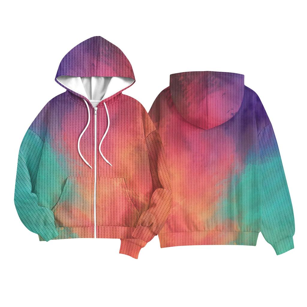 Детские Модные Куртки для Девочек и Мальчиков Повседневные Трикотажные Кардиганы с Длинным Рукавом и Капюшоном с Принтом