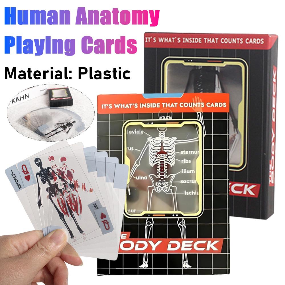 1-3PCS Human Anatomy Poker Cards The Body Deck Skeleton Playing Cards Waterproof Plastic Playing Cards Fun Halloween Board Game