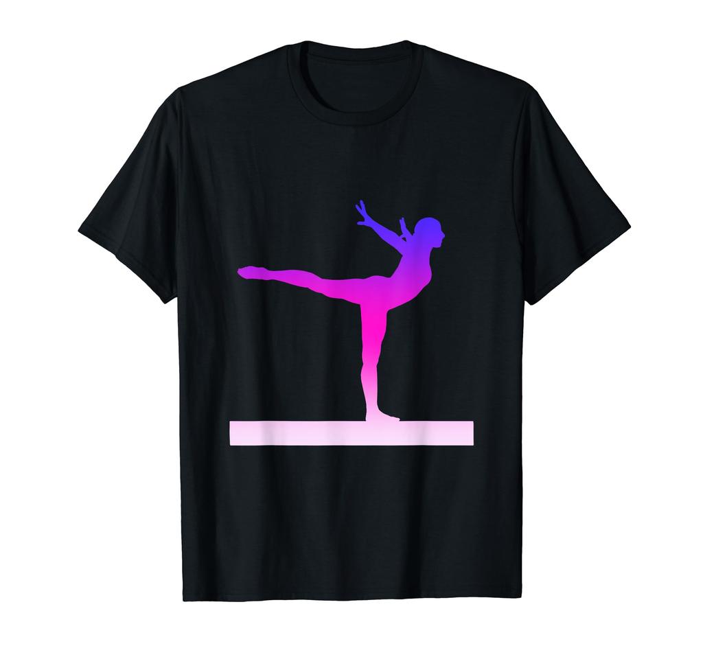 Футболка с акварелью «Гимнастическое бревно» розового и фиолетового цвета