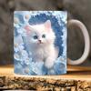 3D Graphic Painting Kitten Cat Cat Snowflake Hole Ceramic Coffee Mark Cup Tea Cup New Hollow