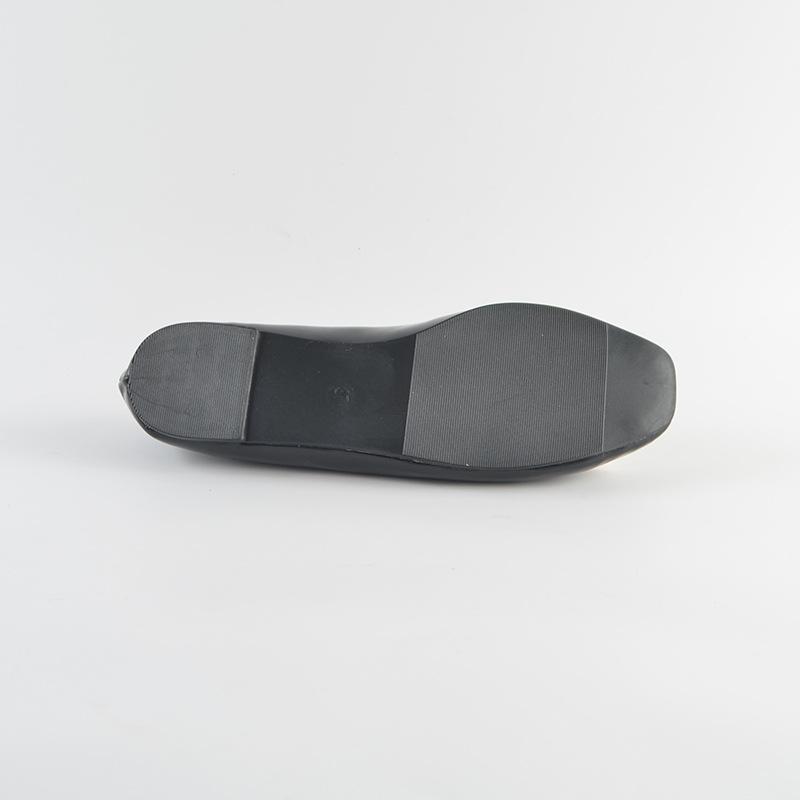 Fashion 2025 Laidies Geometric Decoration Comfortable Square Toe Flat Casual Spring Autumn Black Patent Faux Leather Flat Ballerinas