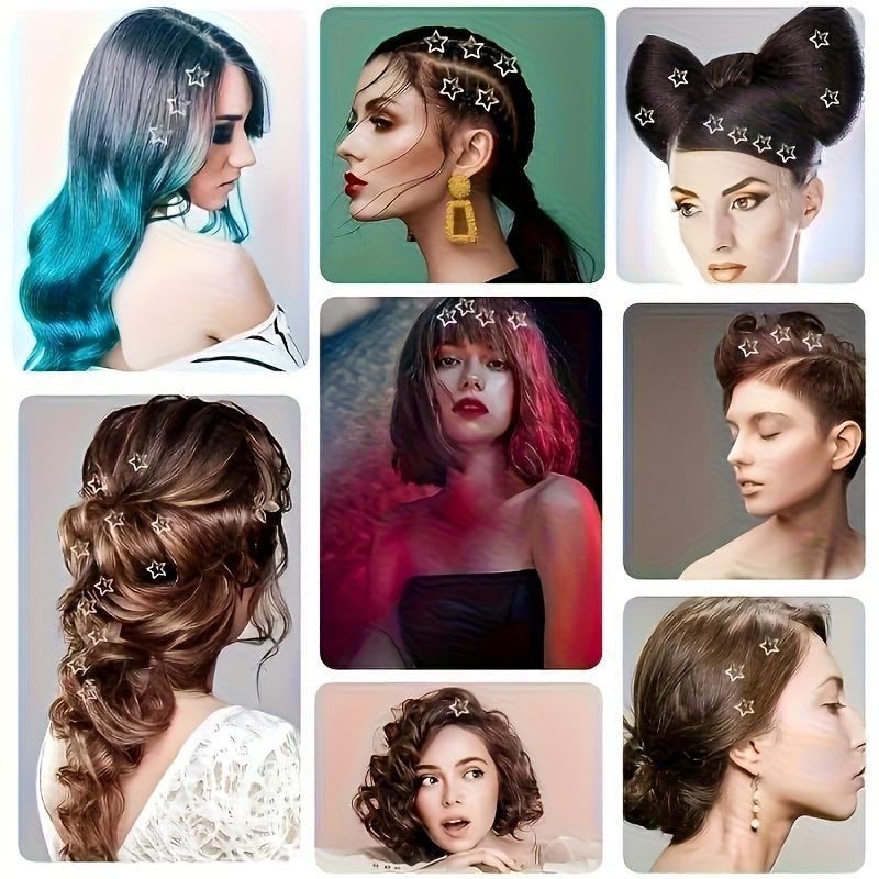 10 Star Shaped Hair Clips, Women'S Non Slip Silver Metal Hair Accessories, Suitable For Street Styling