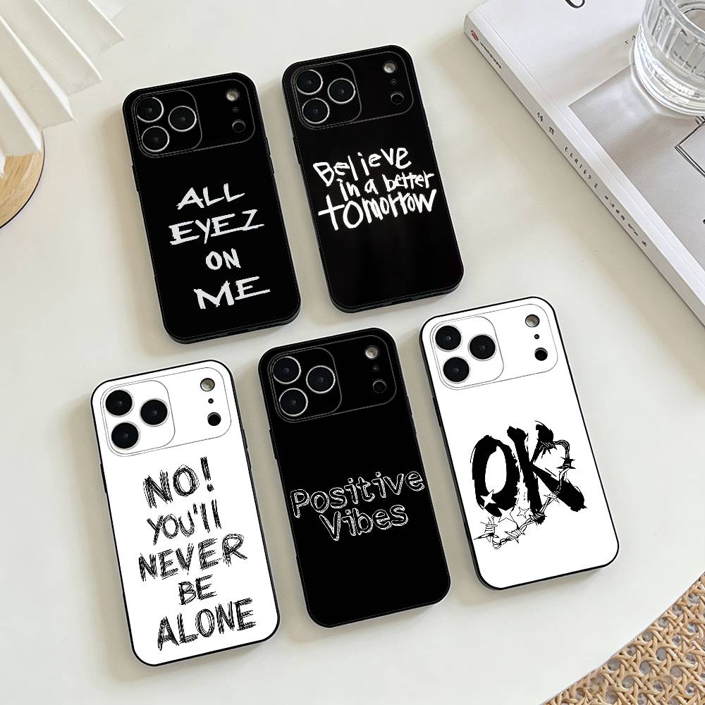 Чехол для телефона с рукописной цитатой для iPhone 17, 16, 15, 14, 13, 12, 11 X XR Plus, Другие Мягкий черный чехол